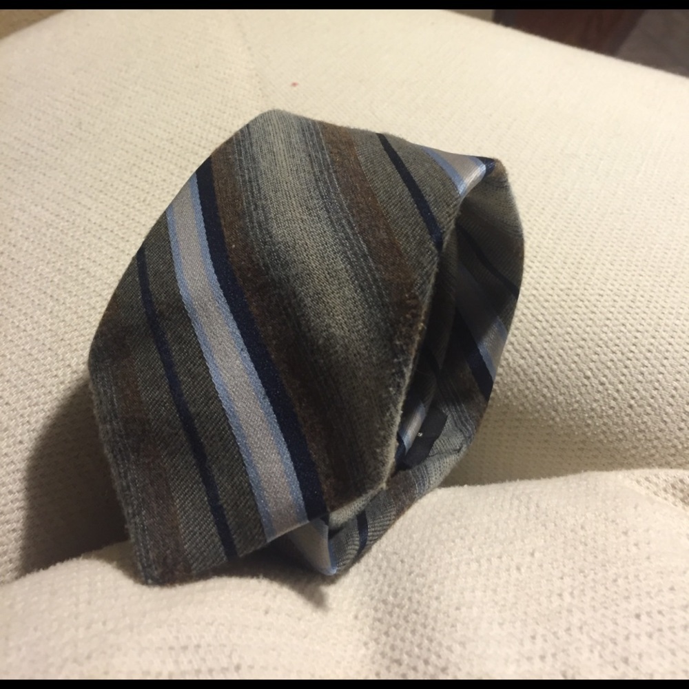 Gray, Brown, and Blue Striped Tie