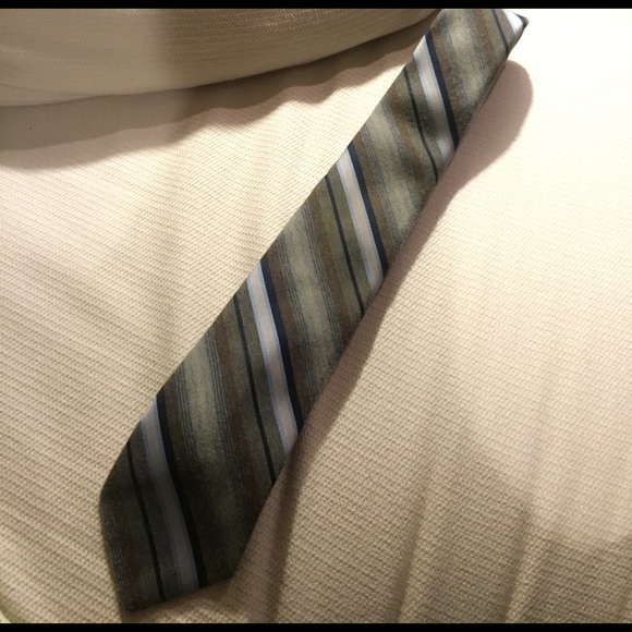 Gray, Brown, and Blue Striped Tie - Picture 2 of 3