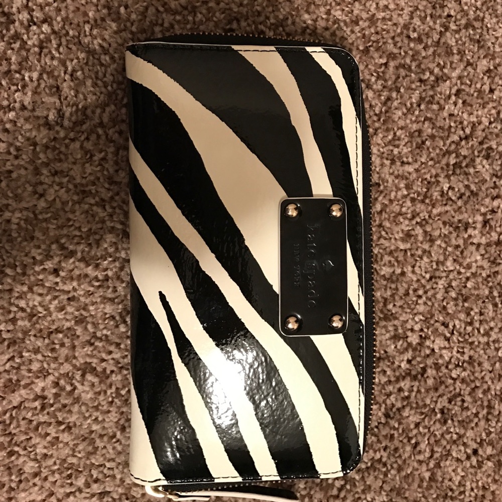 Kate spade, patent leather zebra print wallet