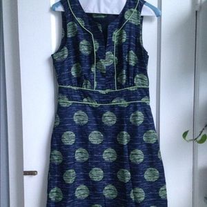 Banana Republic blue and green dress- mod/ madmen