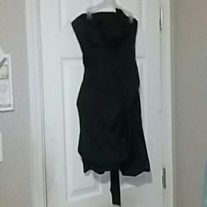 Black strapless mini prom dress