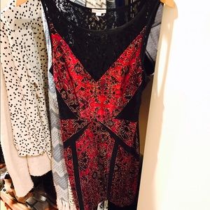 Beautiful Fitted Red and Black Dress - Small