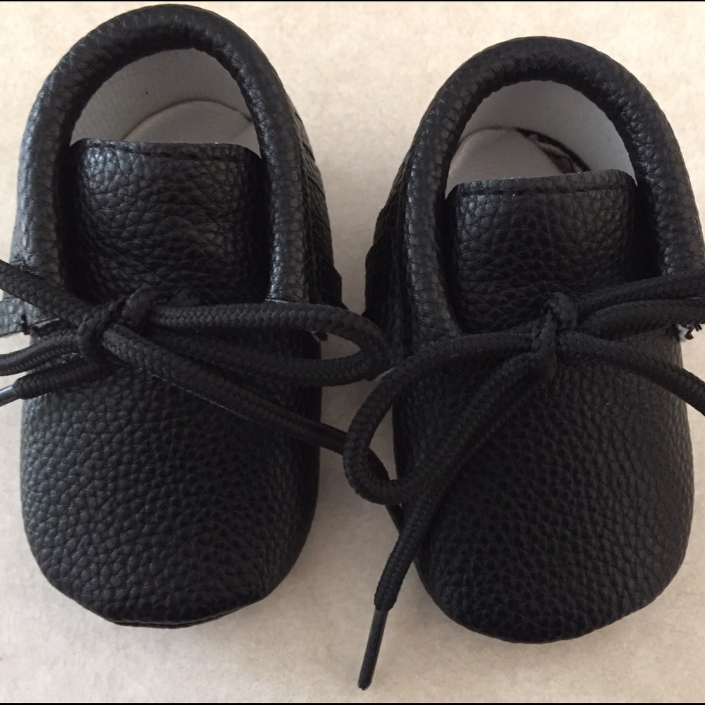 Monkey Feet - Size 3 (6-12mo) Black Moccasins