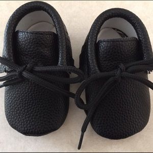 Monkey Feet - Size 3 (6-12mo) Black Moccasins
