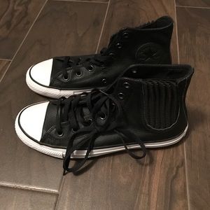 Women's black leather Converse