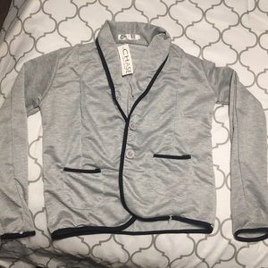 Grey and Black Cotton Blazer