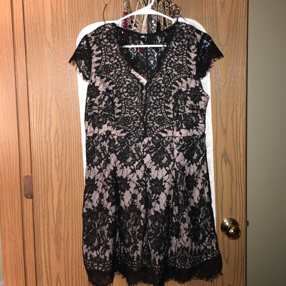 Brand new black tan lace dress