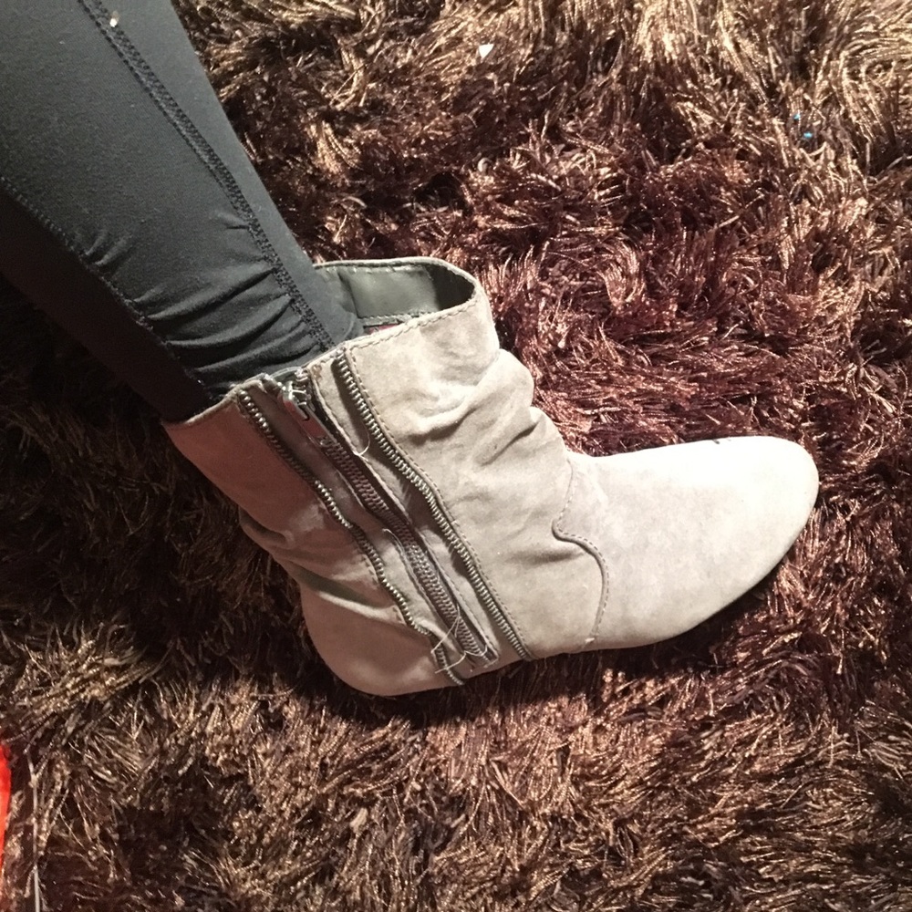 Gray ankle boots