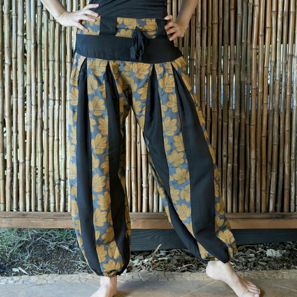 Cotton harem pants gold & gray