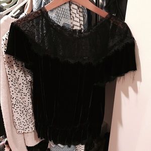 Beautiful Free People Velvet and Lace Top - Small
