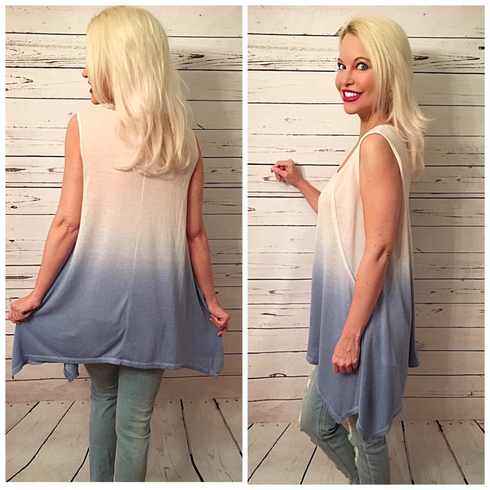LAST ONE Hacci Fabric shark bite ombré tunic! - Picture 2 of 2