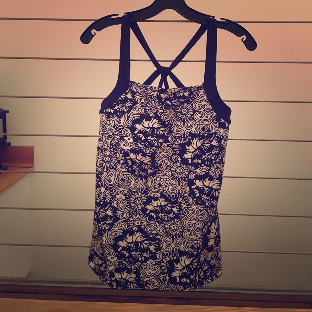 Black and White Workout Tank with built in bra