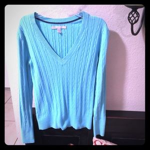 Turquoise V-neck sweater
