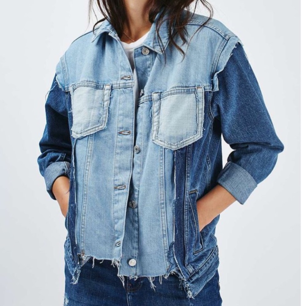 24HR SALE 🎊❣️Colorblock reconstructed jean jacket