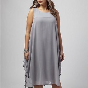 PLUS Lane Bryant Gray Chiffon Overlay Dress 26/28