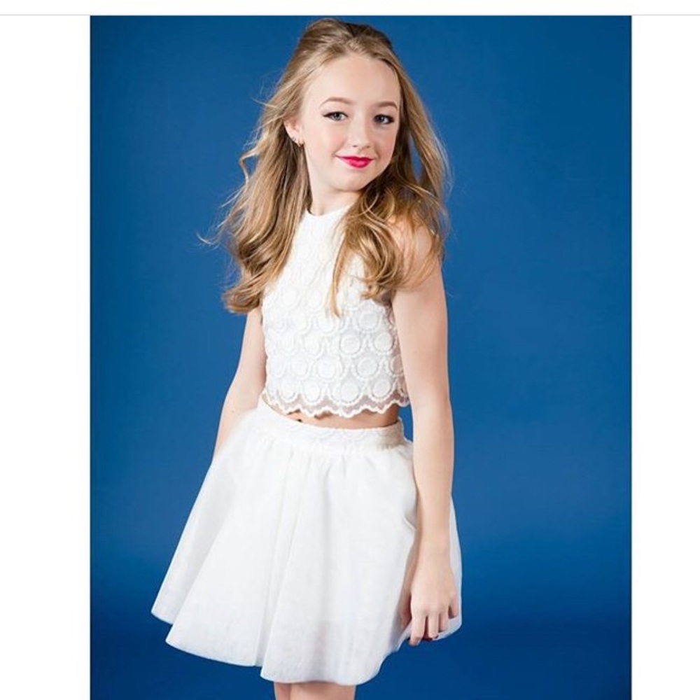 White Two-Piece Miss. Behave Girl's Dress