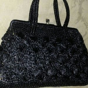 Vintage Black Straw Purse