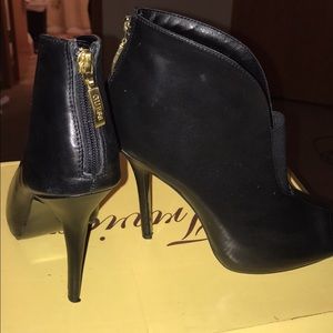 Black open toe boots