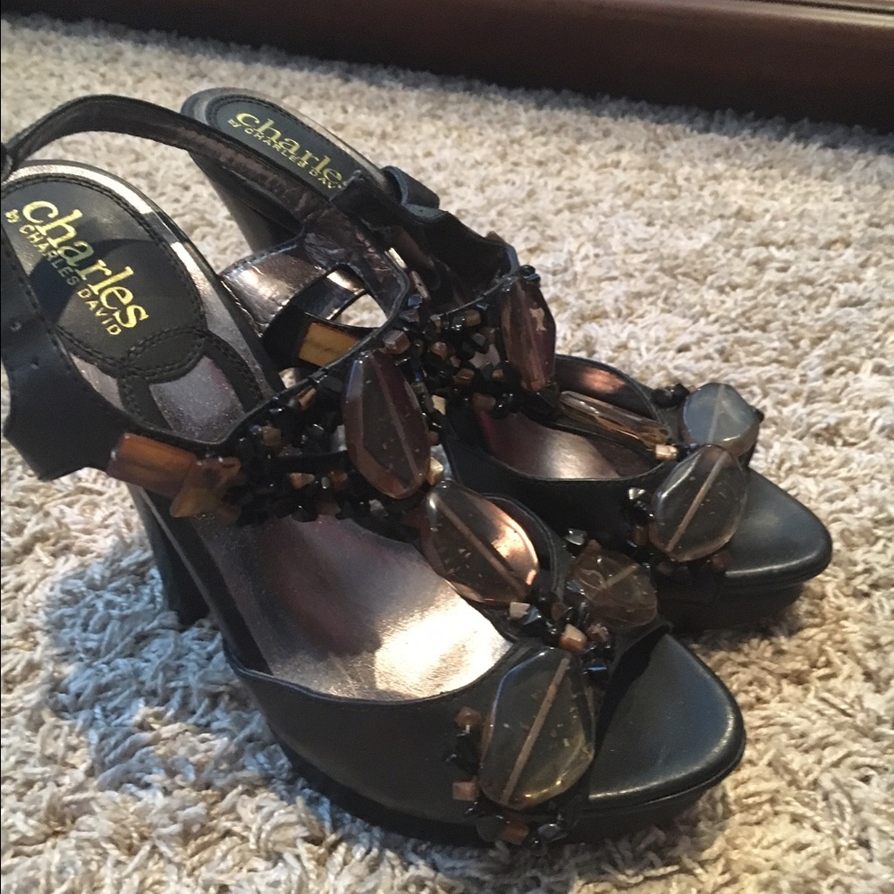 Charles David embellished strap heel