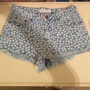Floral High Waisted Jeans Shorts