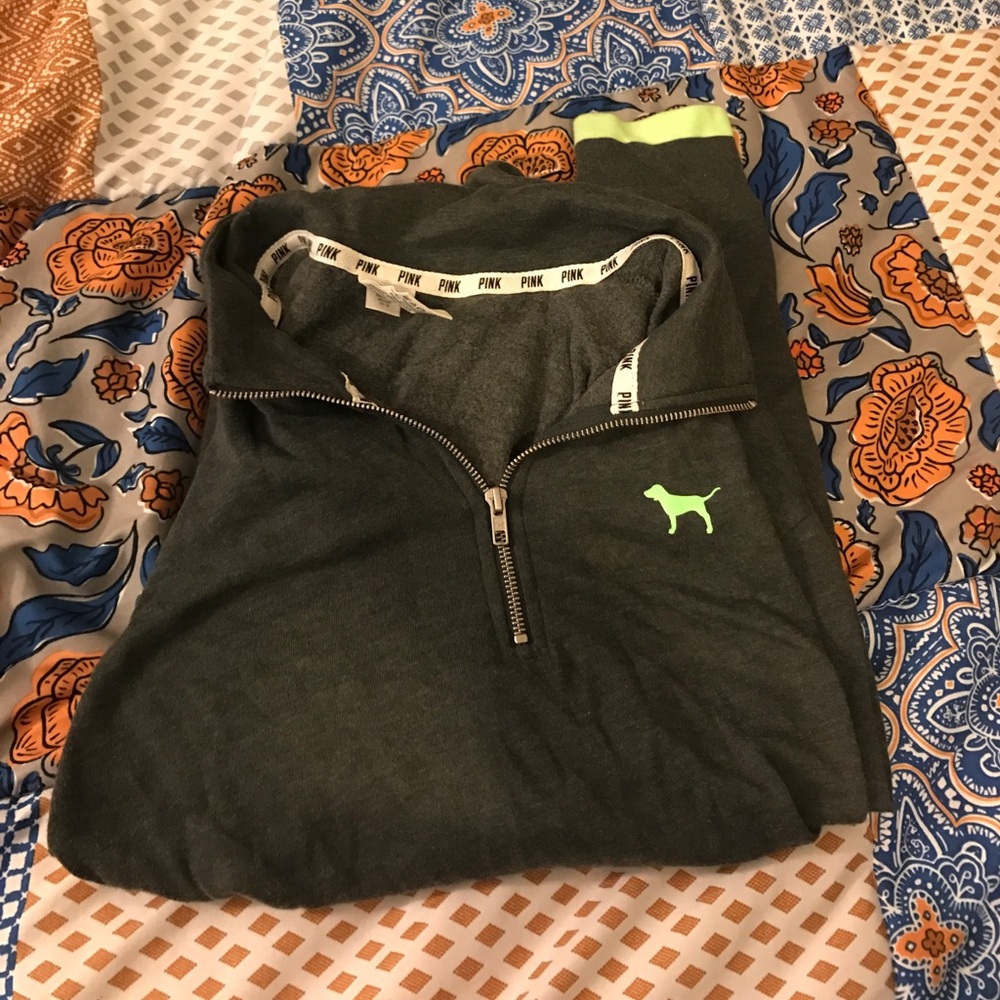 Pink Half zip (grey and lime green)