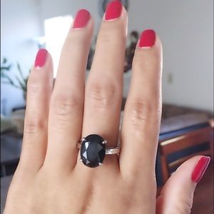 🖤Black stone metal ring🖤