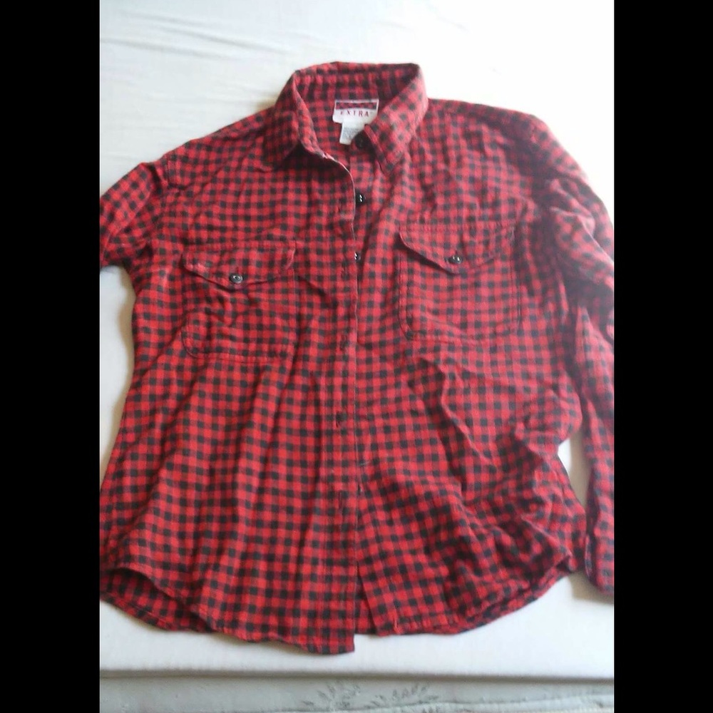 Red and black flannel shirt