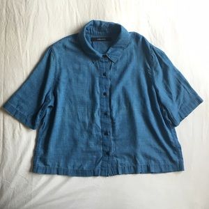 Oversized Chambray Cropped Top