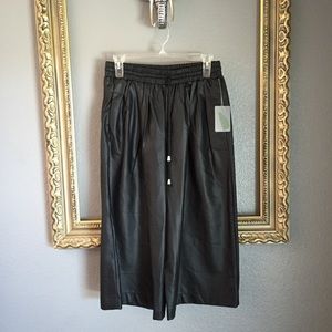 Faux Leather Culottes Shorts crop pants