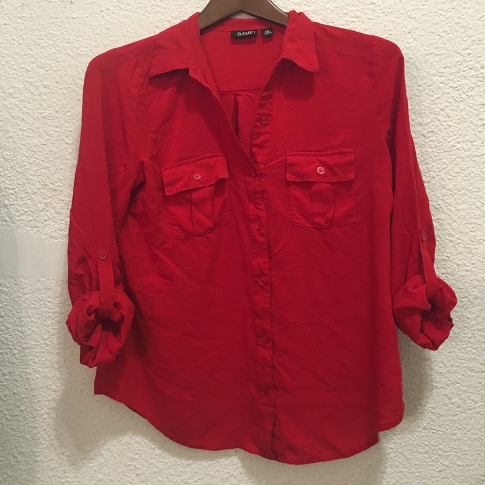 Red a.n.a. Button Up size Petite Medium