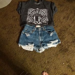 Hi waist Levi 505 regular fit distressed cut offs