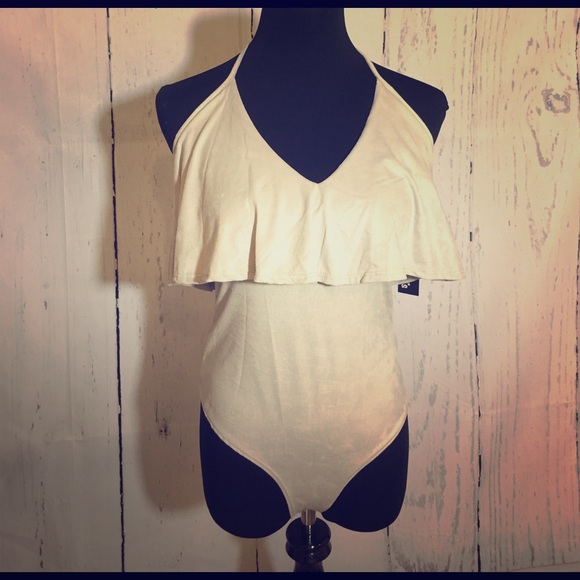 NWT Beige Suede Bodysuit - Picture 3 of 6