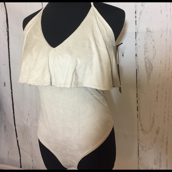 NWT Beige Suede Bodysuit - Picture 4 of 6