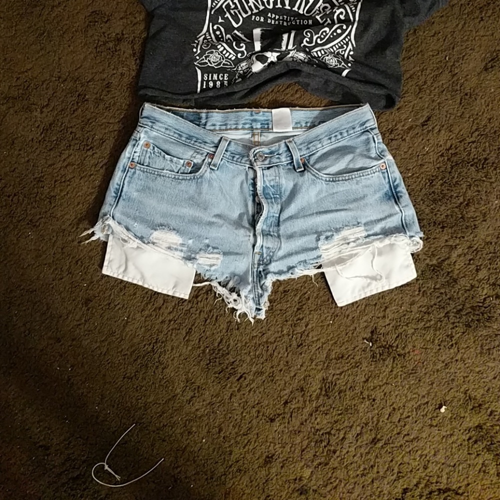 Levi 501 button up distressed cutoff shorts