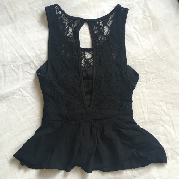 Black Tank Top with Ruffle Peplum - Picture 2 of 2