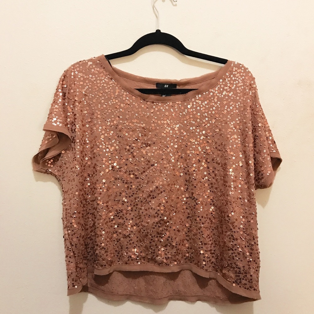 Over sized sequin.crop top h&m