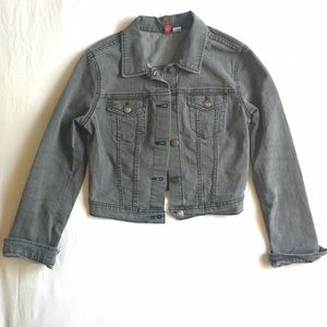 Gray Cropped Denim Jacket