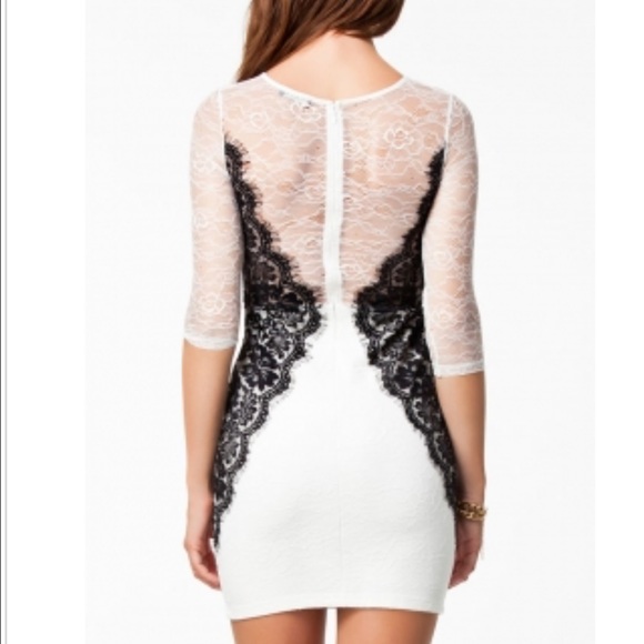 White vintage black lace trim dress medium NWOT - Picture 2 of 2
