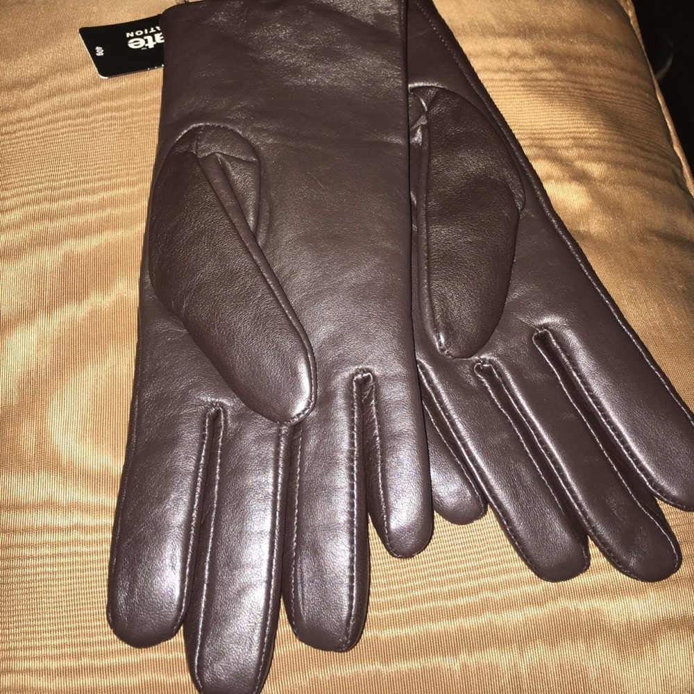 NWT chocolate leather gloves - Picture 2 of 6