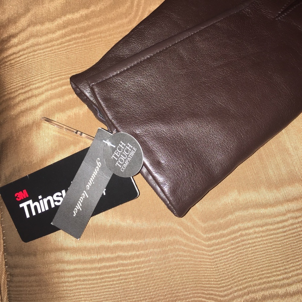 NWT chocolate leather gloves - Picture 3 of 6