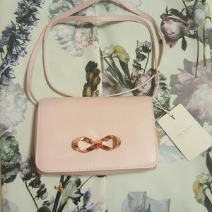 Leather Ted Baker baby pink cross body purse