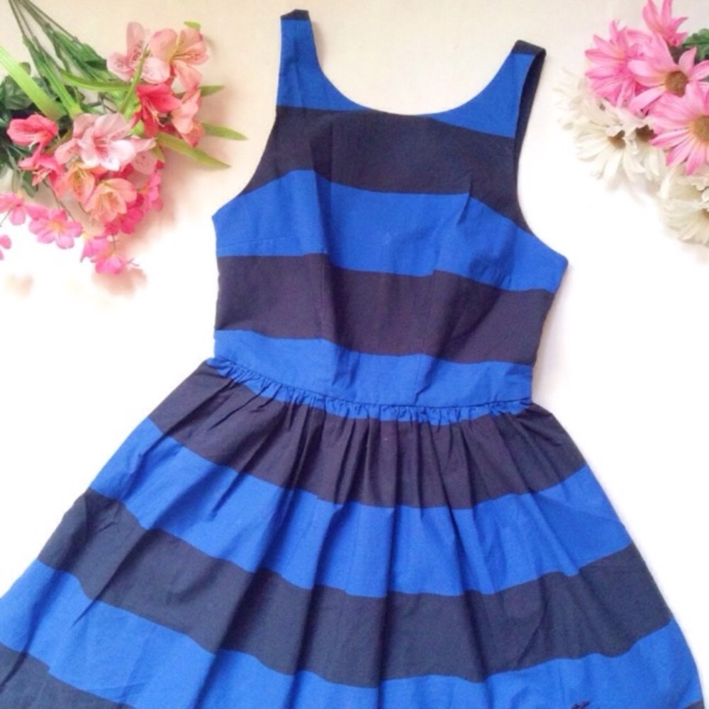 A&F Black and blue striped mini dress A line dress
