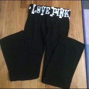 Pink Victoria's Secret fold over yoga pants