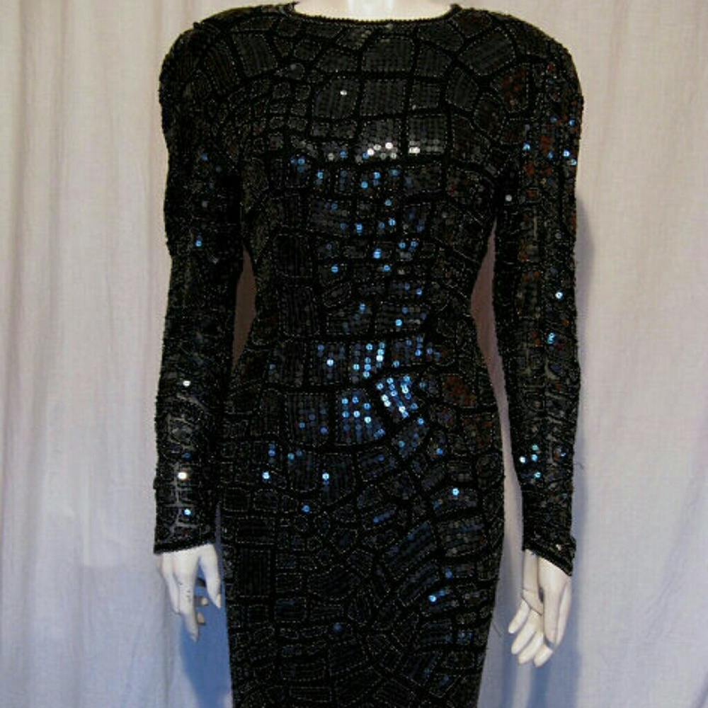 Vintage VHTF Oleg Cassini HOUSE COUTURE Line Sequin Cocktail Dress, Near Mint