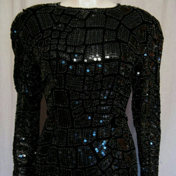 VHTF Oleg Cassini HOUSE COUTURE Line Sequin Dress, Near Mint - Picture 3 of 7