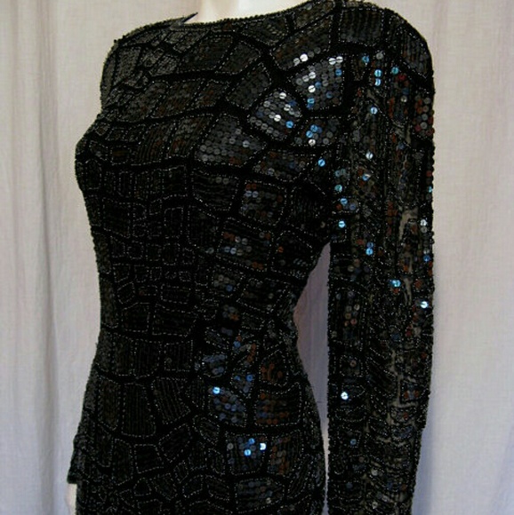 VHTF Oleg Cassini HOUSE COUTURE Line Sequin Dress, Near Mint - Picture 2 of 7