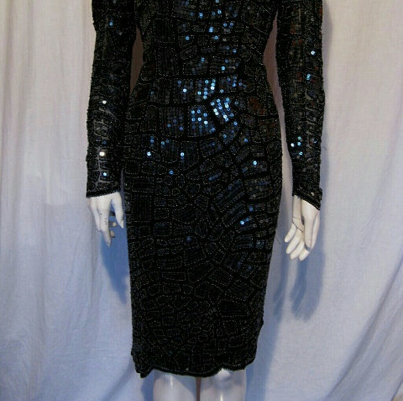 VHTF Oleg Cassini HOUSE COUTURE Line Sequin Dress, Near Mint - Picture 6 of 7