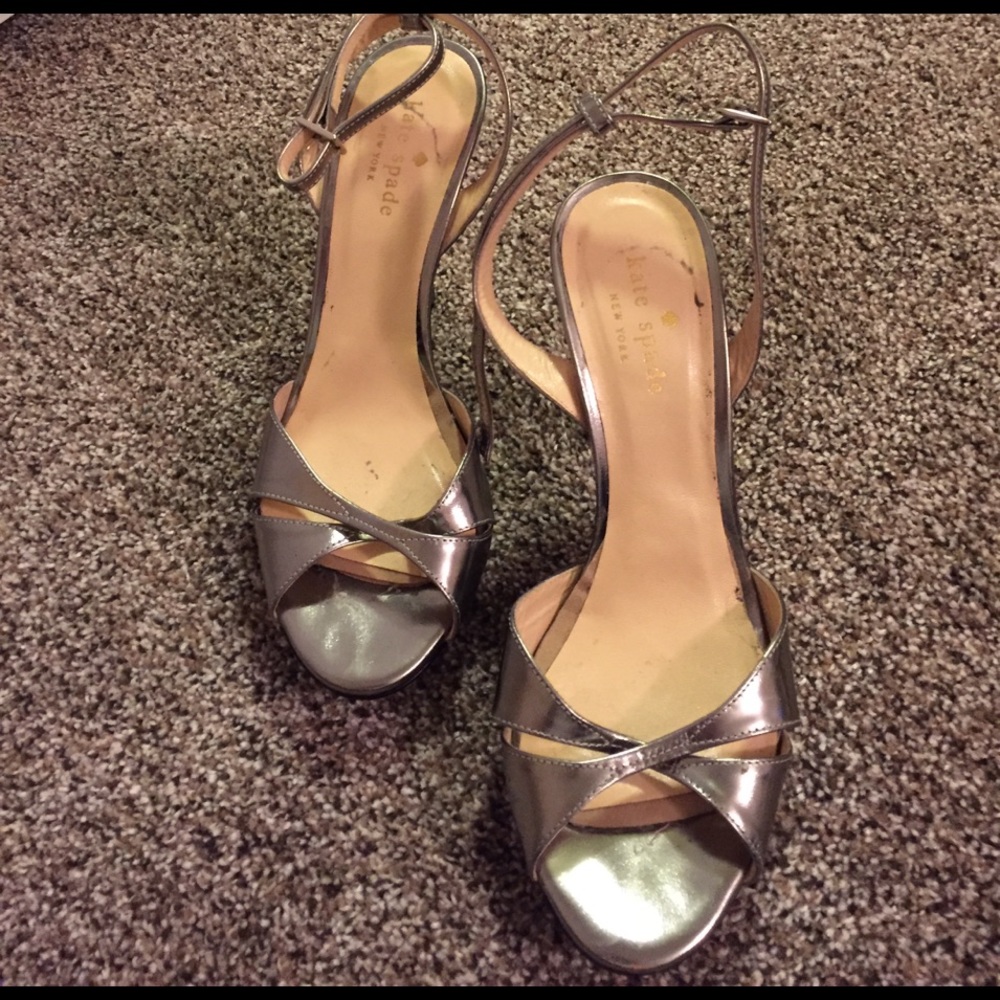 Kate Spade silver strapped high heals