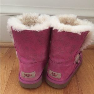 Size 2 UGG boots (pink with charm) for girls