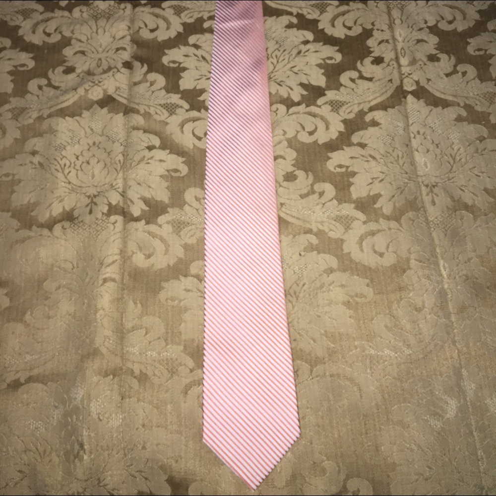 SADDLEBRED ORANGE AND WHITE STRIPED TIE